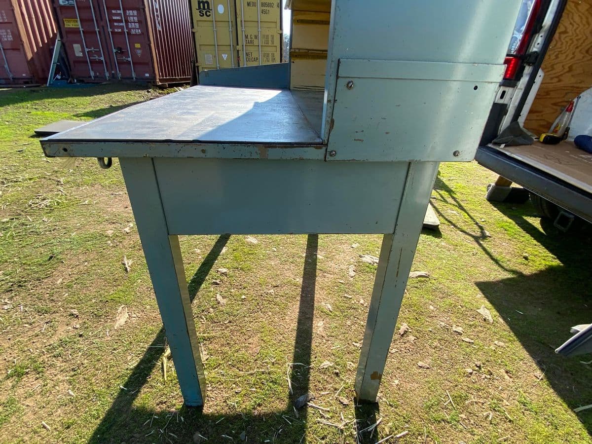 1950s Vintage Post Office Organizer Industrial Metal Table - Thumbnail 13