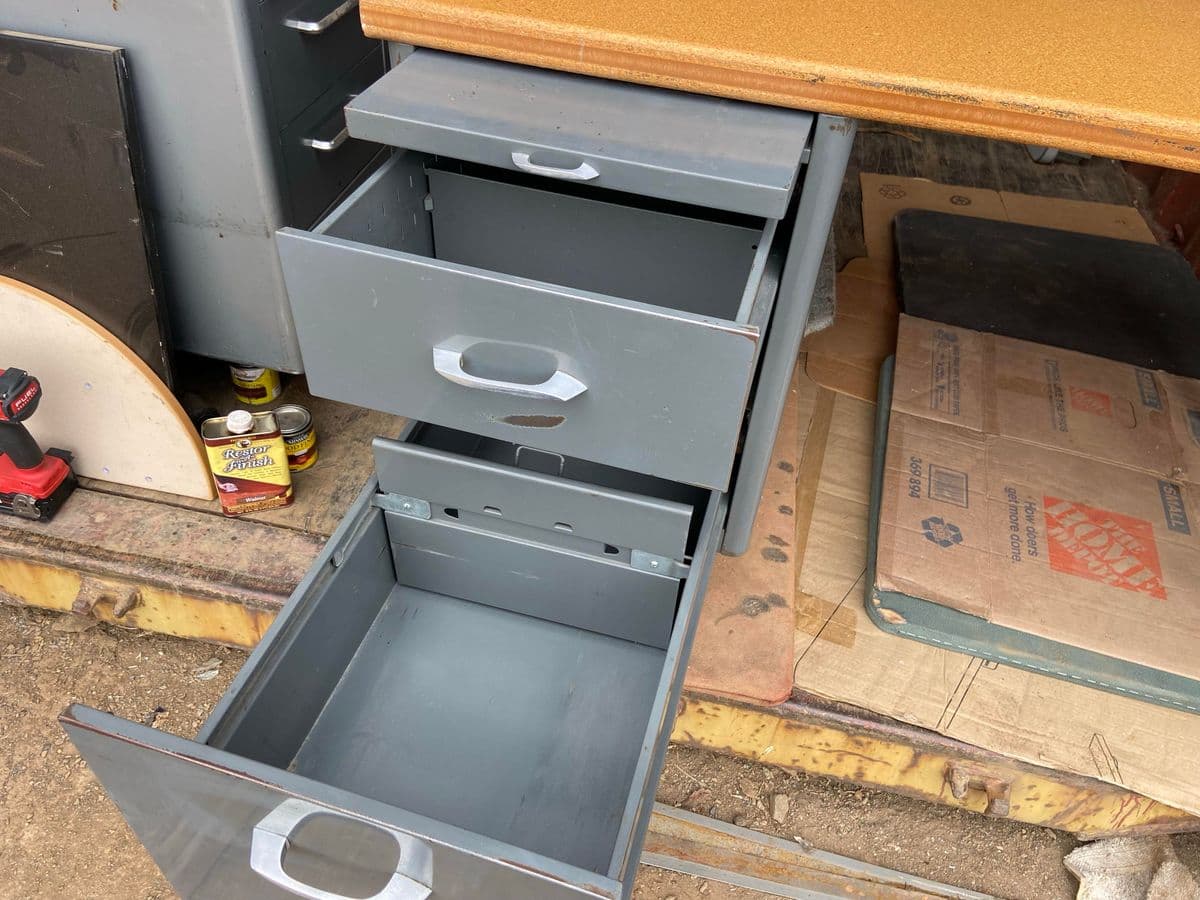 1960s Vintage Mid Century Modern Metal Tanker Desk - Thumbnail 5