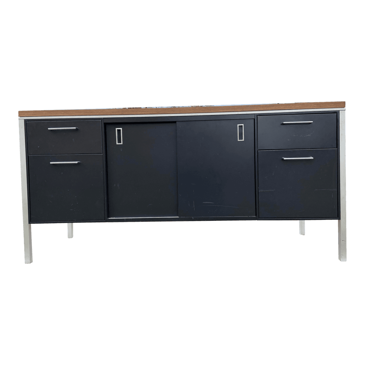 1980s Vintage Mid Century Modern Steel Credenza - Thumbnail 2