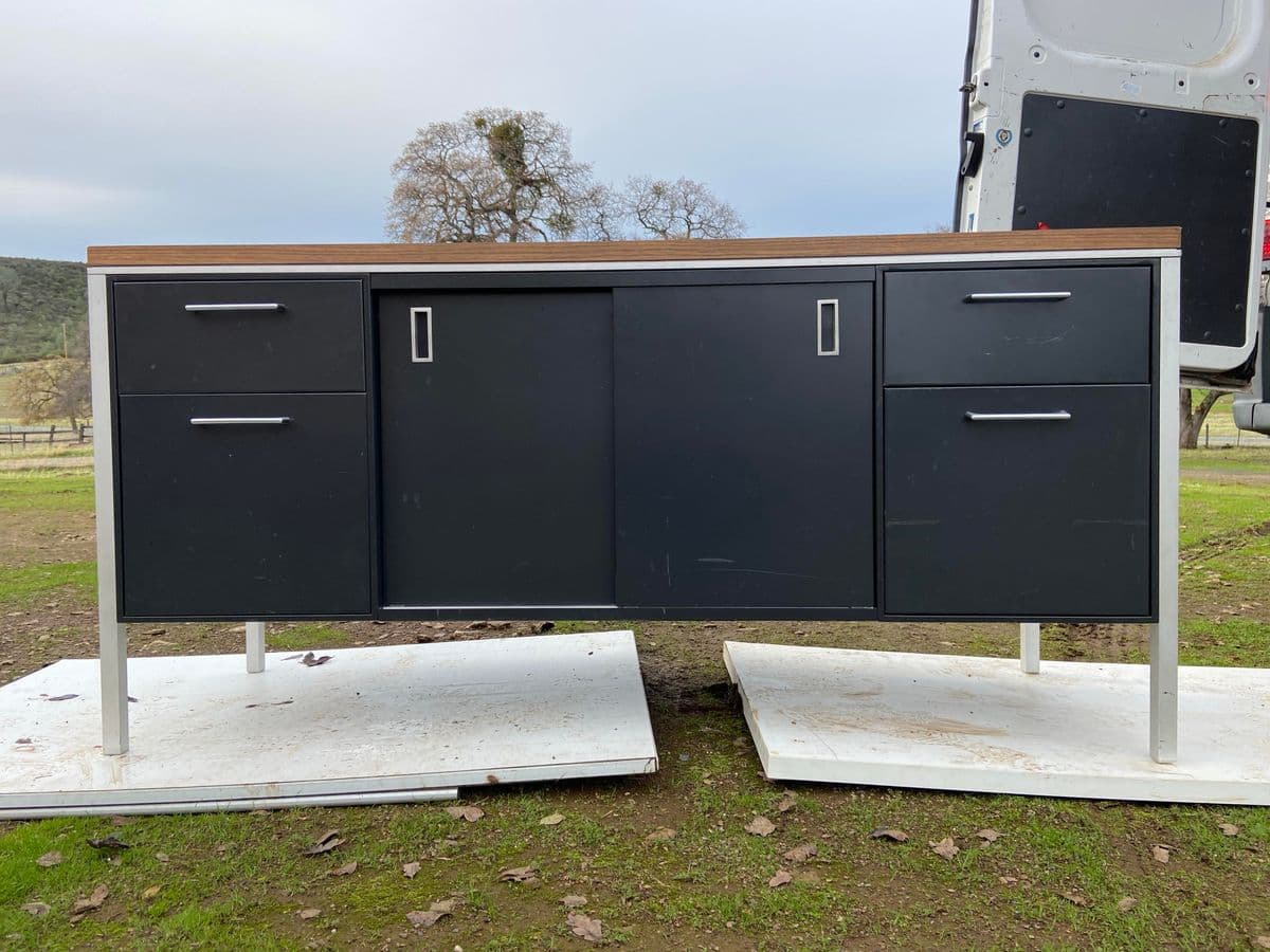 1980s Vintage Mid Century Modern Steel Credenza - Thumbnail 5