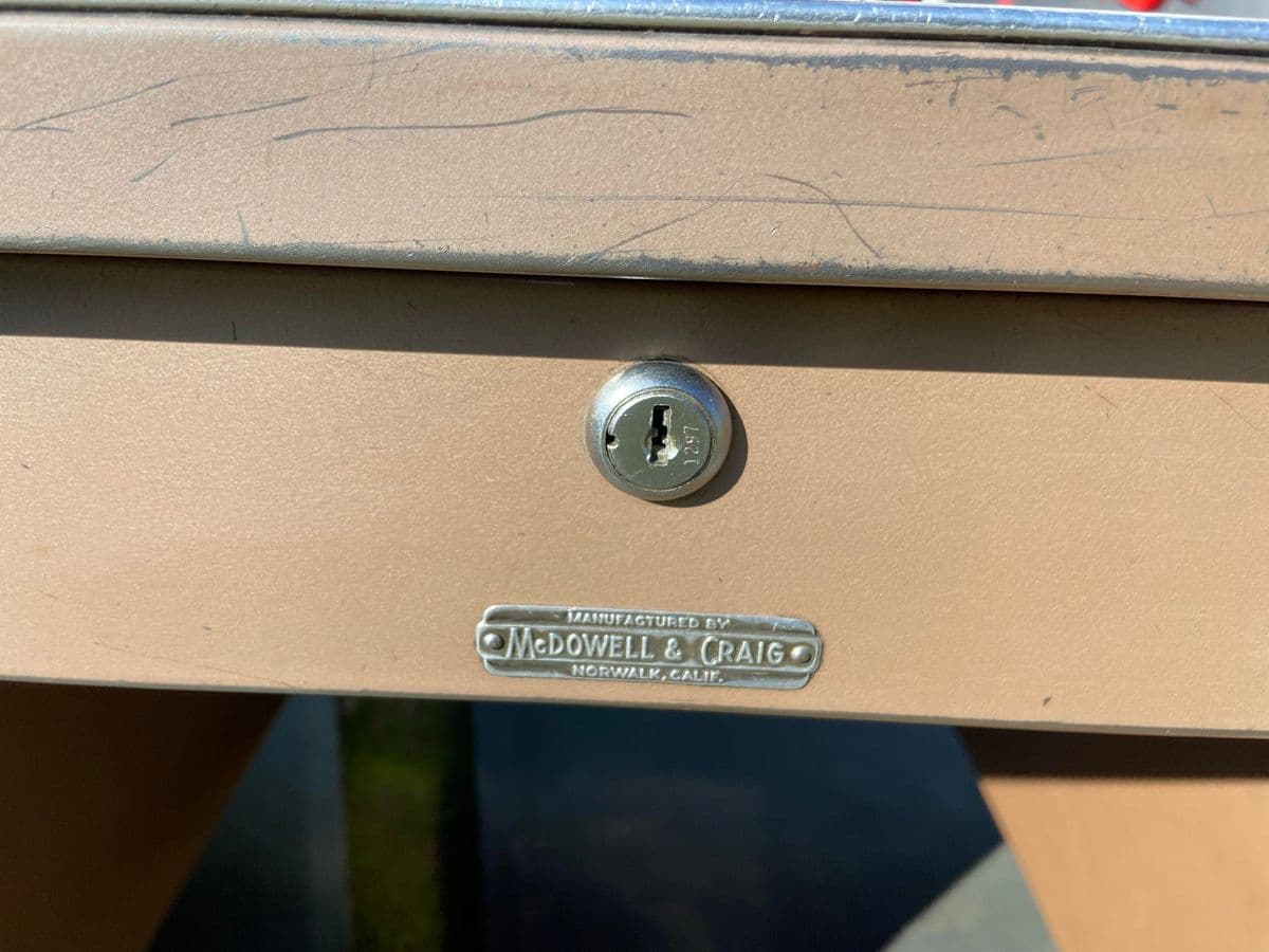 1960s McDowell & Craig Vintage Mid Century Modern Metal Tanker Desk - Thumbnail 7