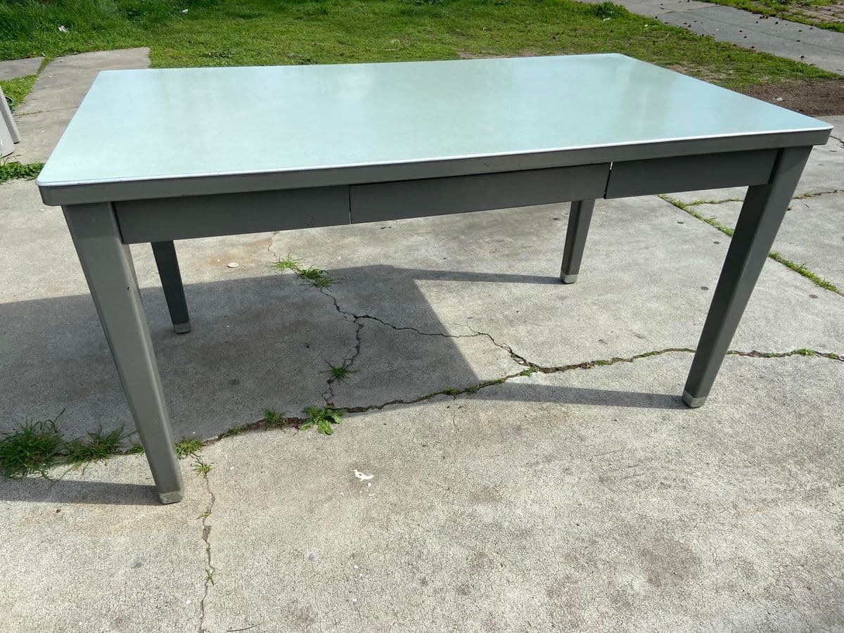 1960s Haskell Vintage Mid Century Modern Metal Tanker Desk - Thumbnail 13