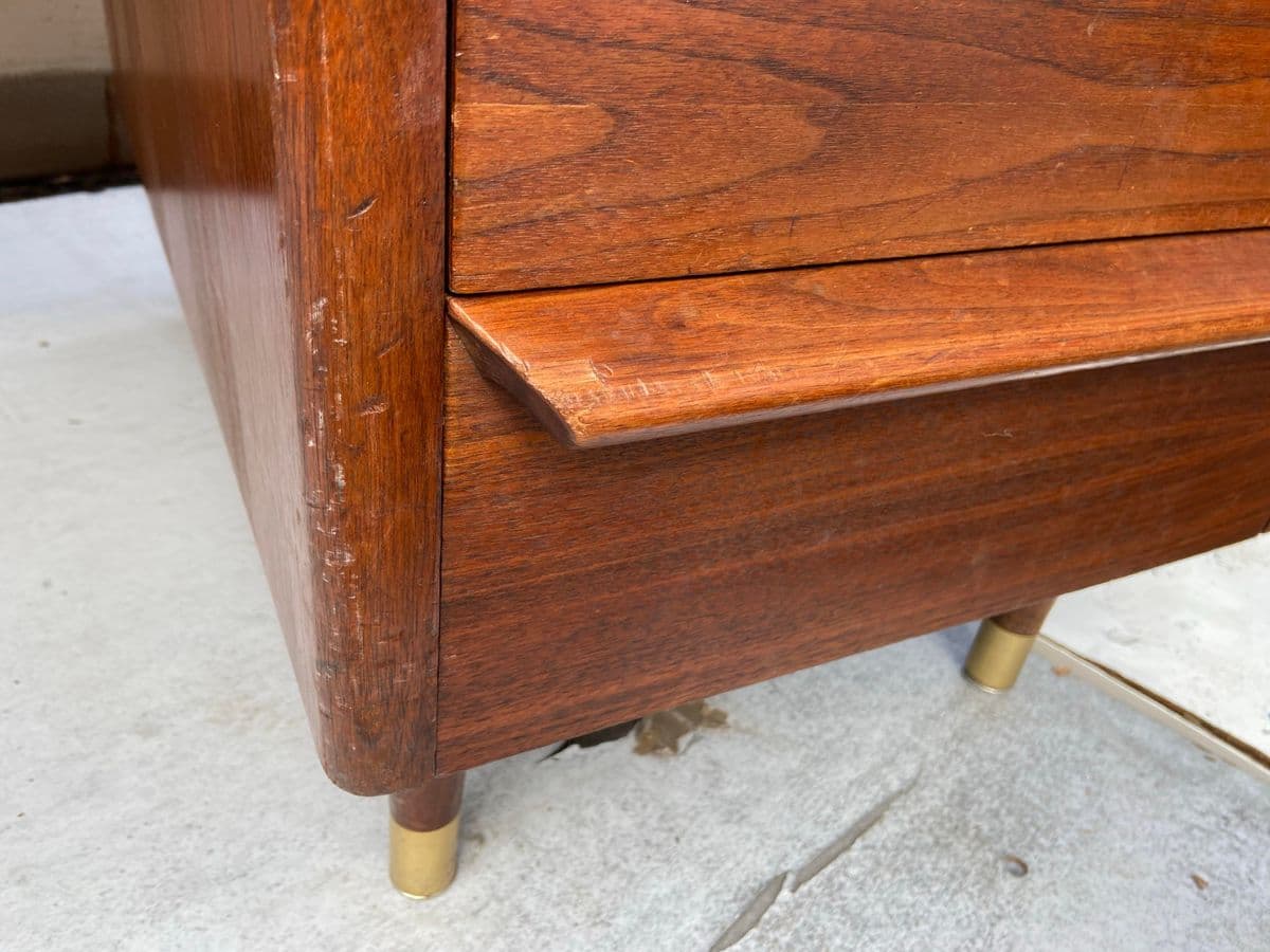 1960s Vintage Mid Century Modern Boomerang Walnut Desk - Thumbnail 4