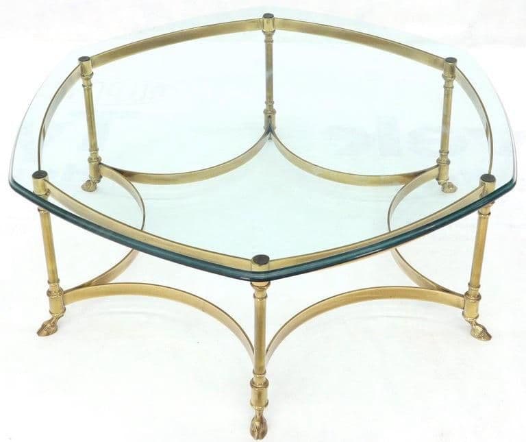 1960s Vintage Mid Century Modern Labarge Style Brass Coffee Table Hollywood Regency - Thumbnail 3