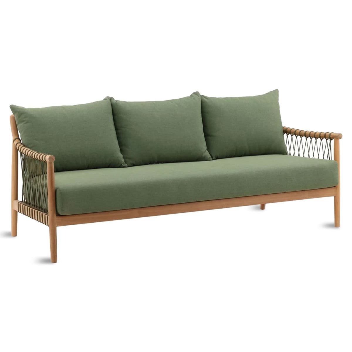 Outdoor Teak & Fern Green Sofa - Thumbnail 3
