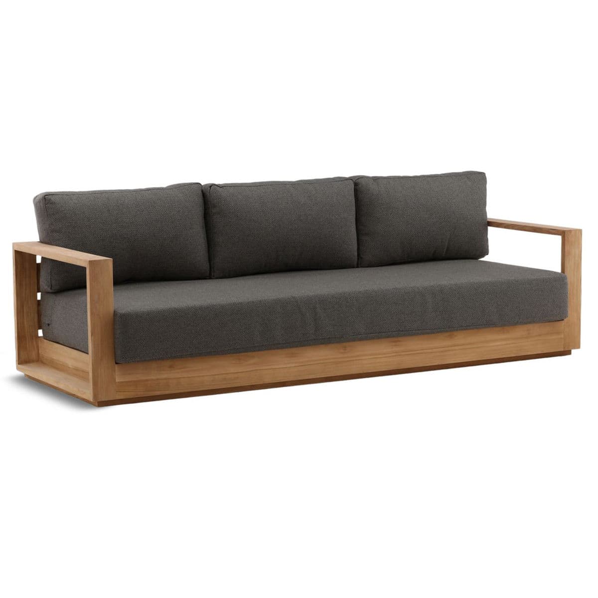 Outdoor Charcoal & Teak Sofa - Thumbnail 3