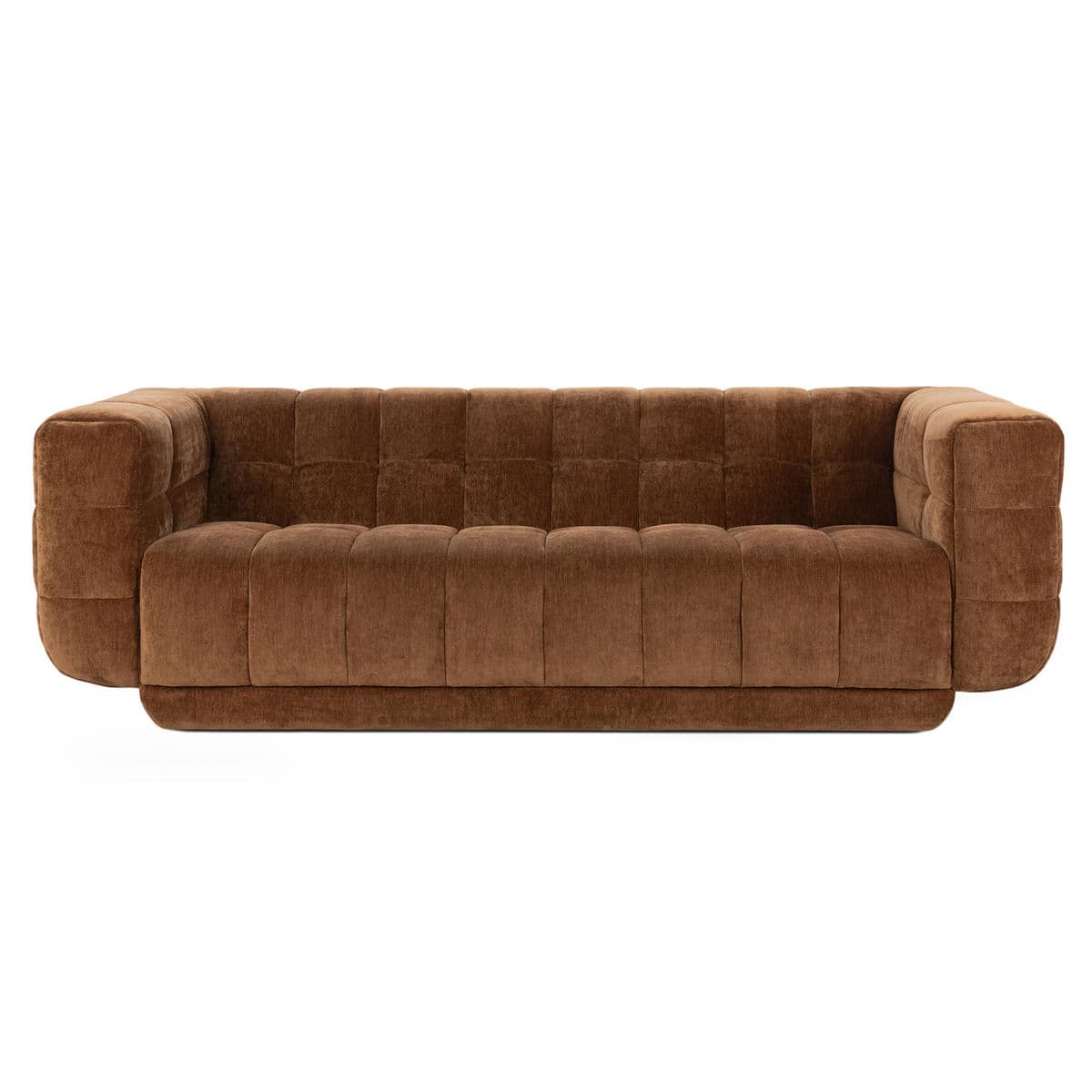 Milk Chocolate Velvet Tufted Sofa - Thumbnail 2