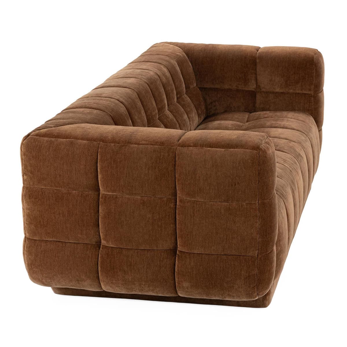 Milk Chocolate Velvet Tufted Sofa - Thumbnail 4
