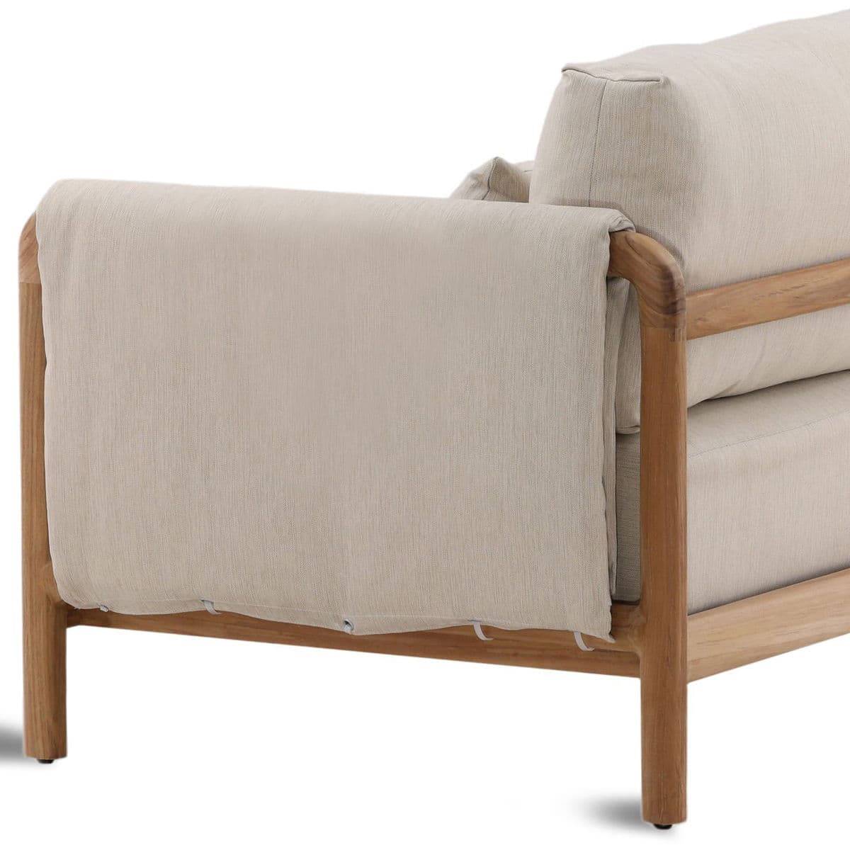 Hermosa Outdoor Teak & Beige Sofa - Thumbnail 7