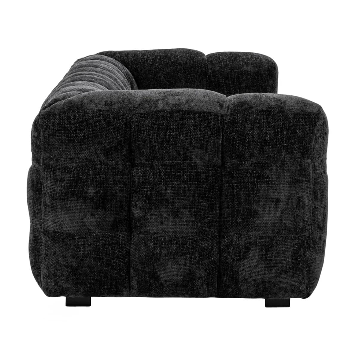 Onyx Black Tufted Chenille Sofa - Thumbnail 4