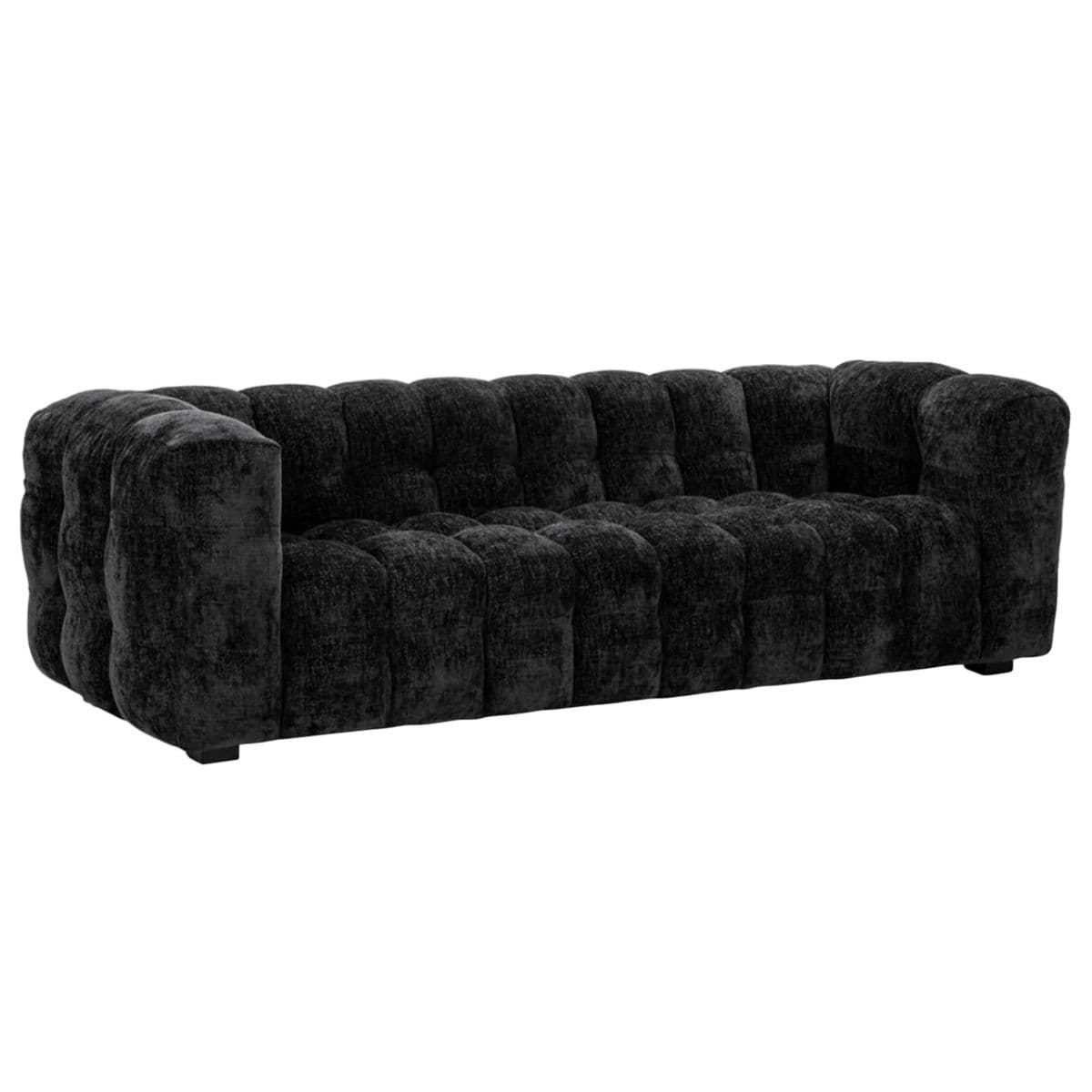 Onyx Black Tufted Chenille Sofa - Thumbnail 3