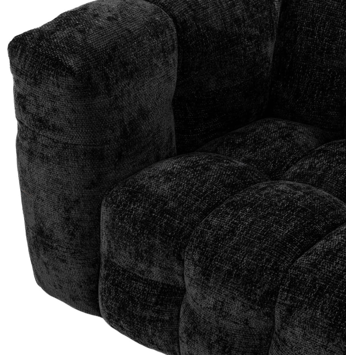 Onyx Black Tufted Chenille Sofa - Thumbnail 7