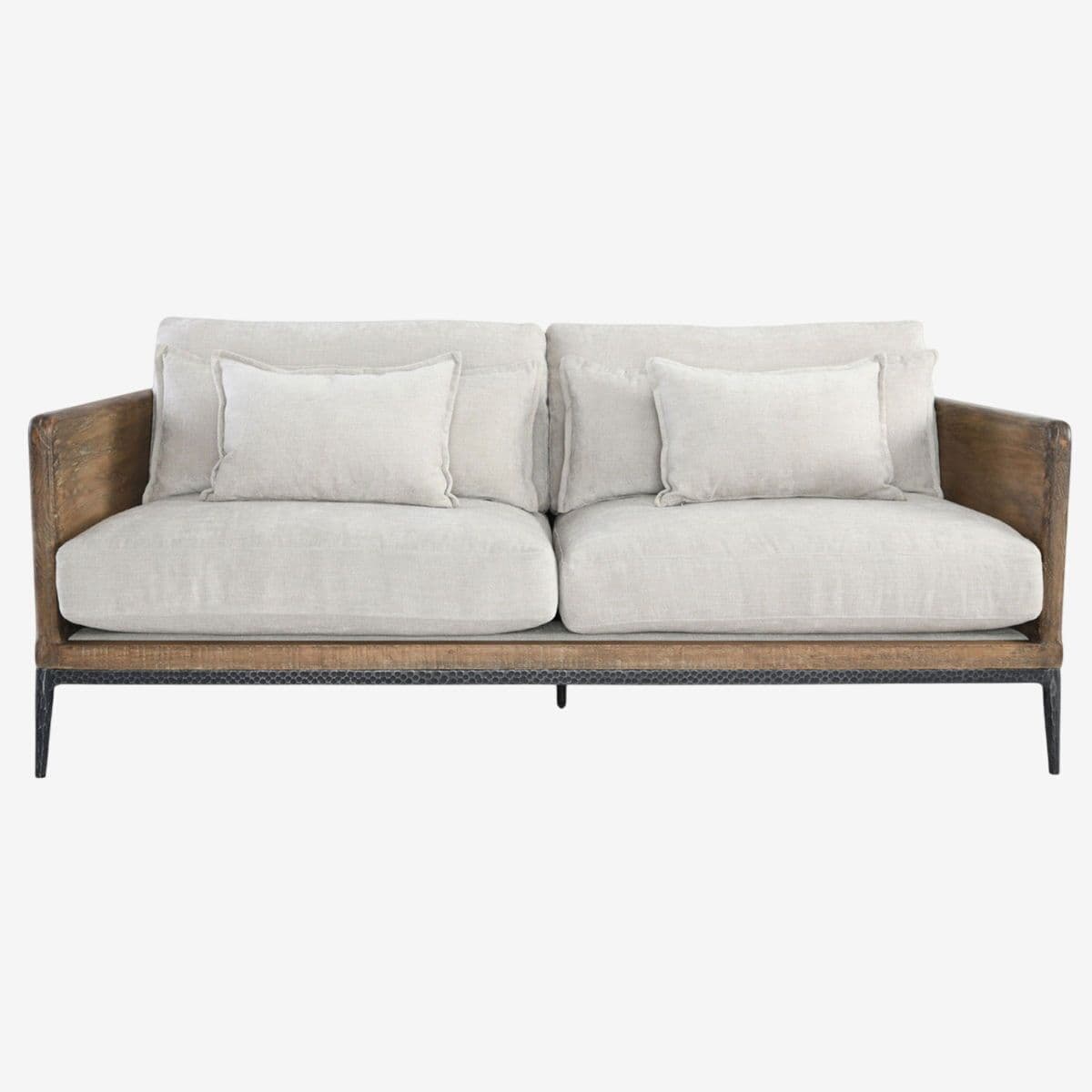Modern Lodge Wood & Ivory  Sofa