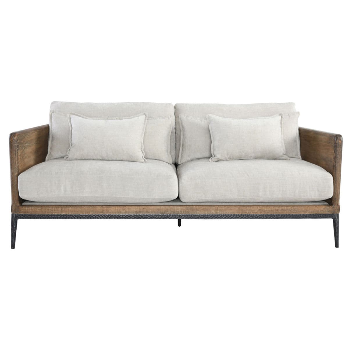 Modern Lodge Wood & Ivory  Sofa - Thumbnail 2