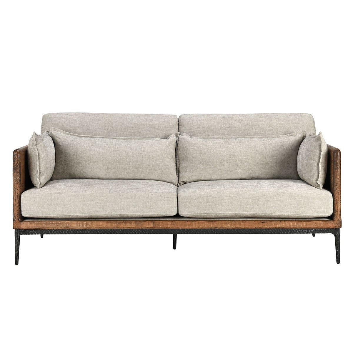 Modern Lodge Wood & Ivory  Sofa - Thumbnail 4