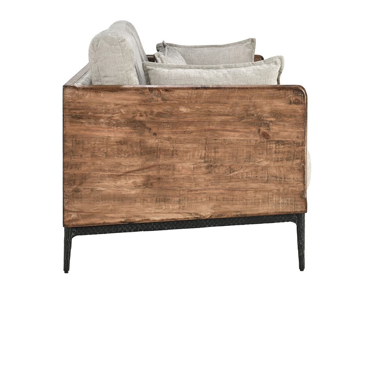 Modern Lodge Wood & Ivory  Sofa - Thumbnail 6
