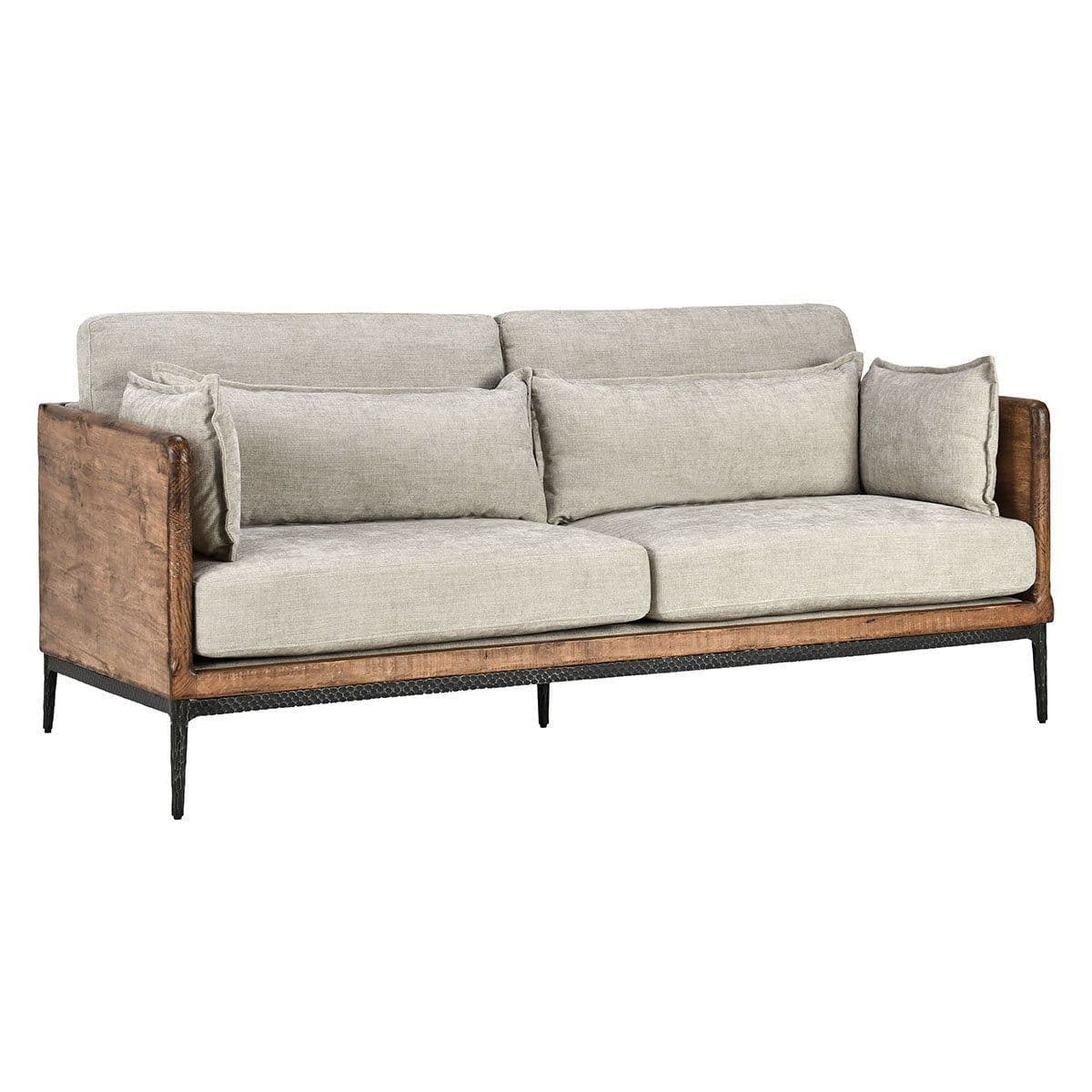 Modern Lodge Wood & Ivory  Sofa - Thumbnail 5