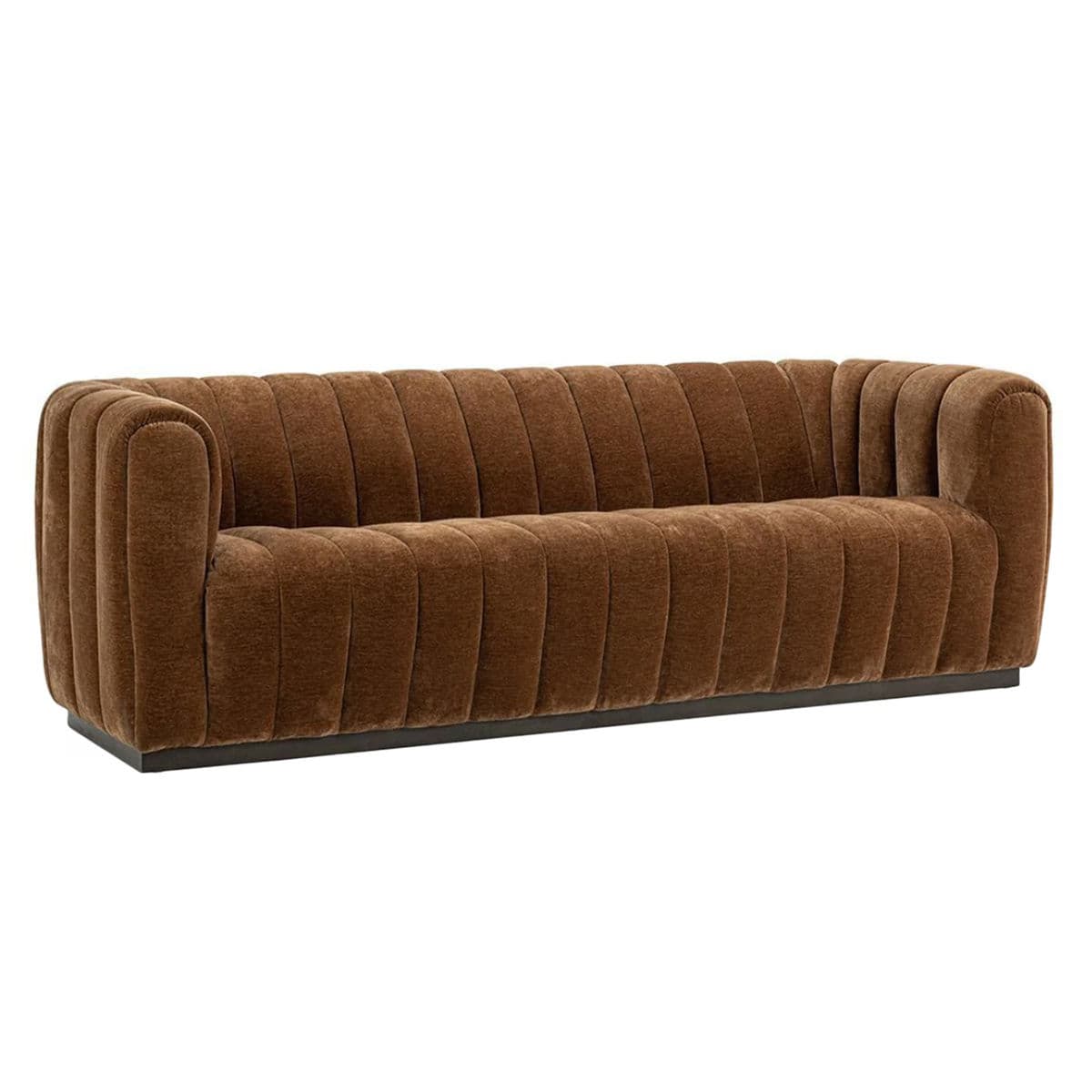 Copper Velvet Tufted Sofa - Thumbnail 3