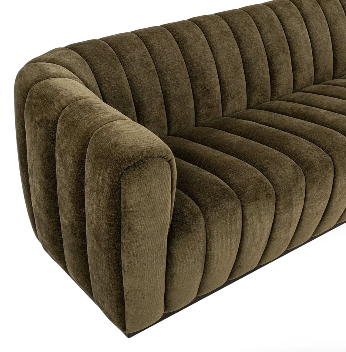Olive Velvet Tufted Sofa - Thumbnail 6