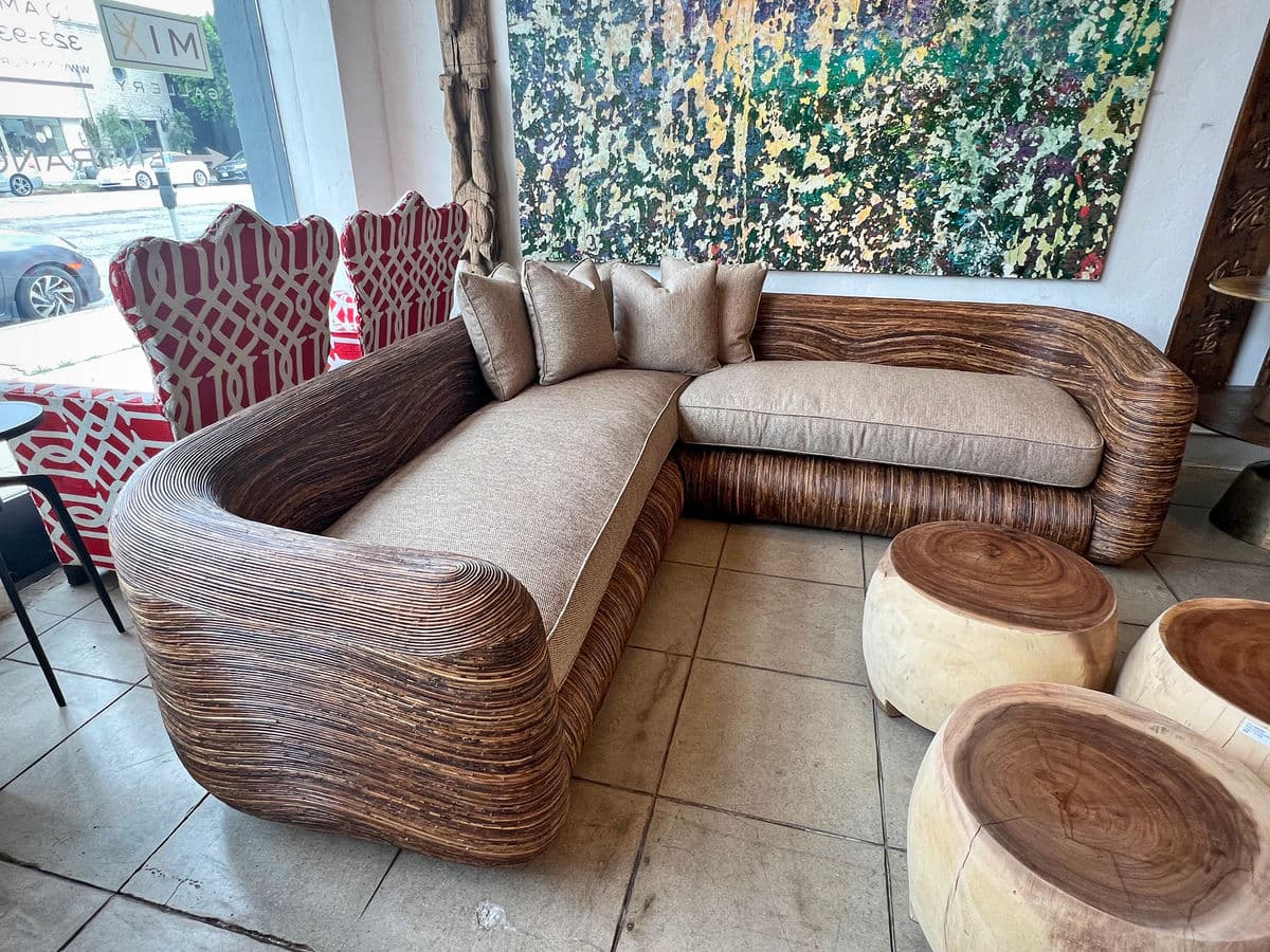 Rattan Stick Wave Sofa - Thumbnail 3