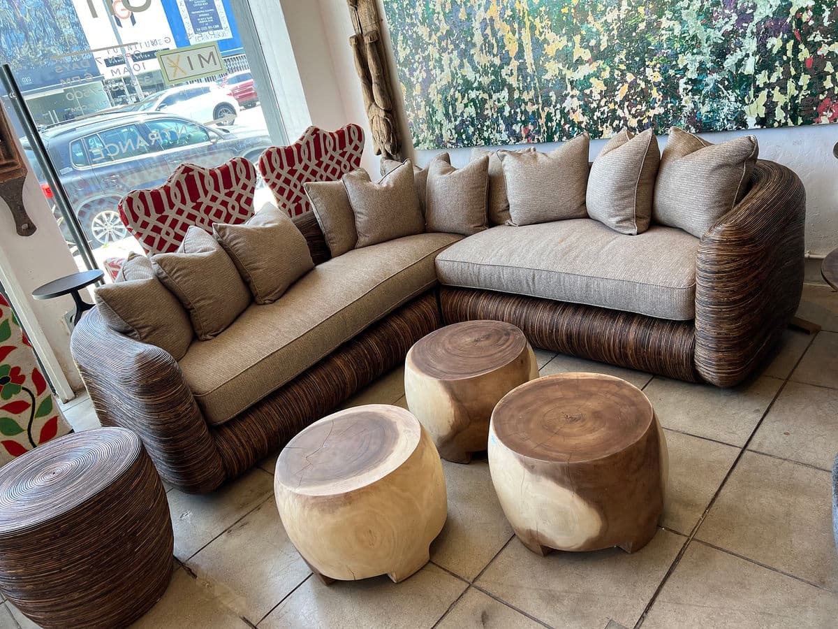 Rattan Stick Wave Sofa - Thumbnail 5