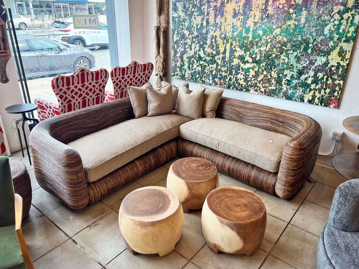 Rattan Stick Wave Sofa - Thumbnail 4