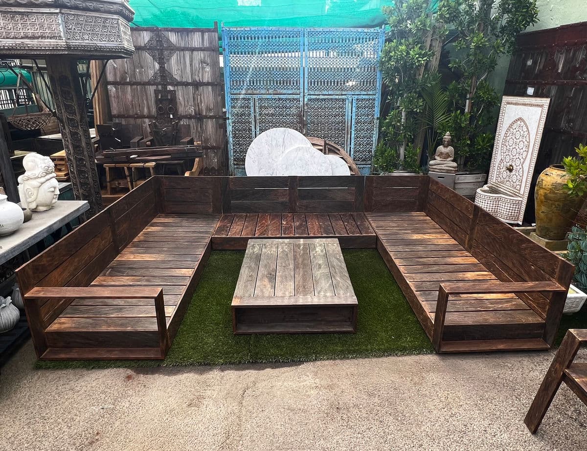 Modern Barn Wood U Sectional Sofa - Thumbnail 4