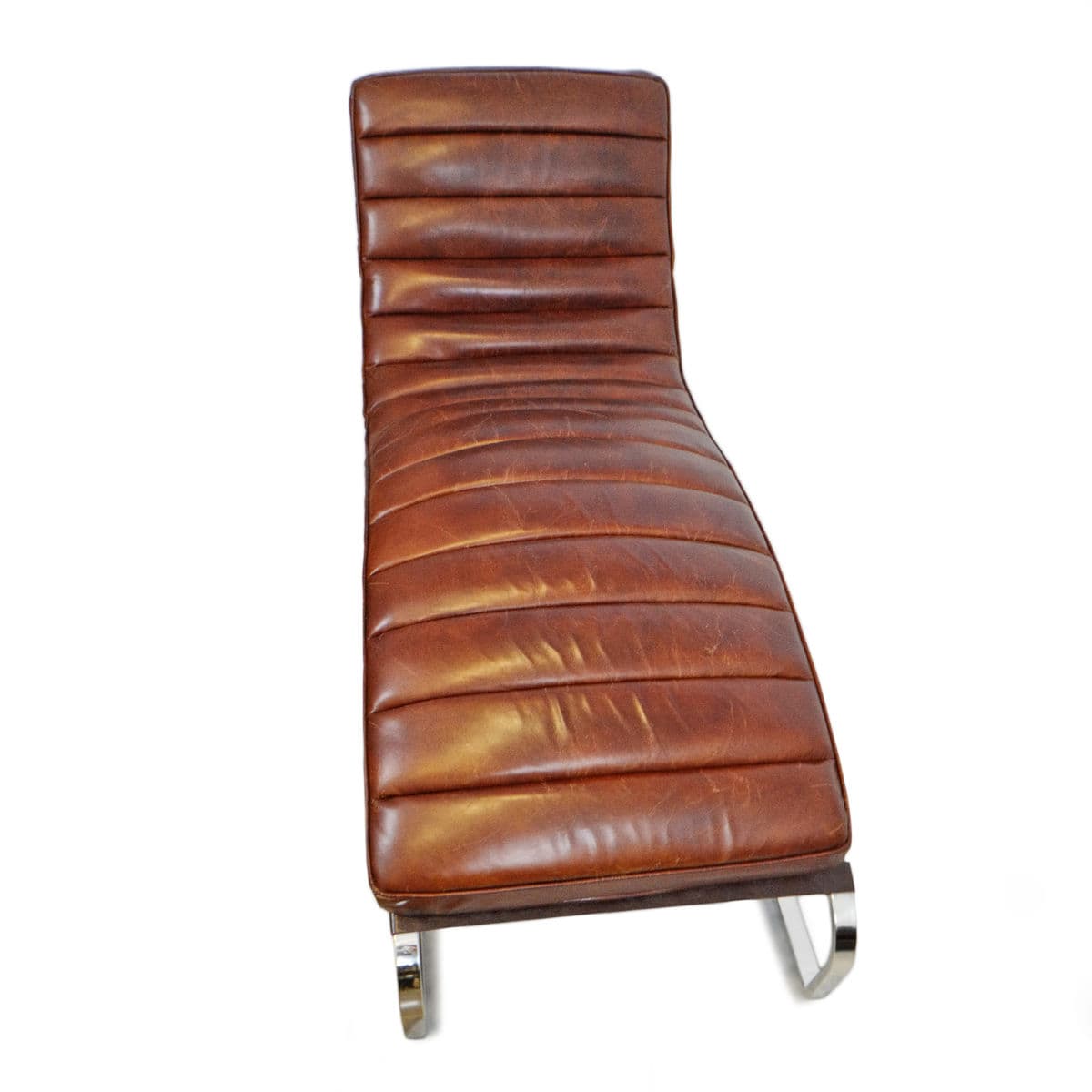 Bradley Chestnut Leather & Chrome Chaise - Thumbnail 5