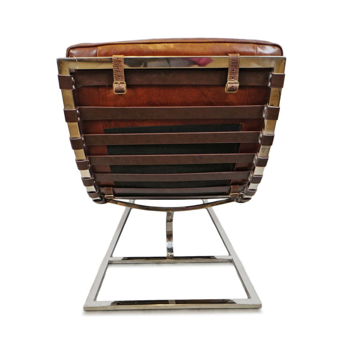 Bradley Chestnut Leather & Chrome Chaise - Thumbnail 7