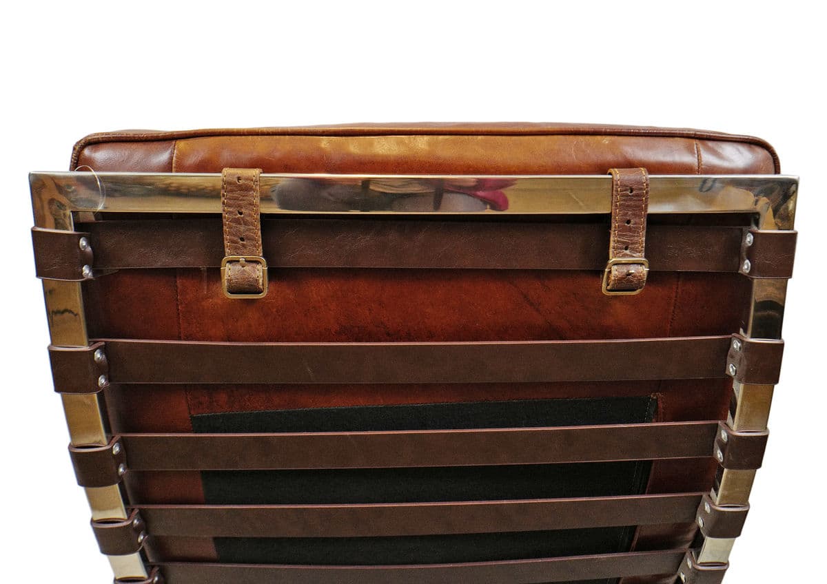 Bradley Chestnut Leather & Chrome Chaise - Thumbnail 8