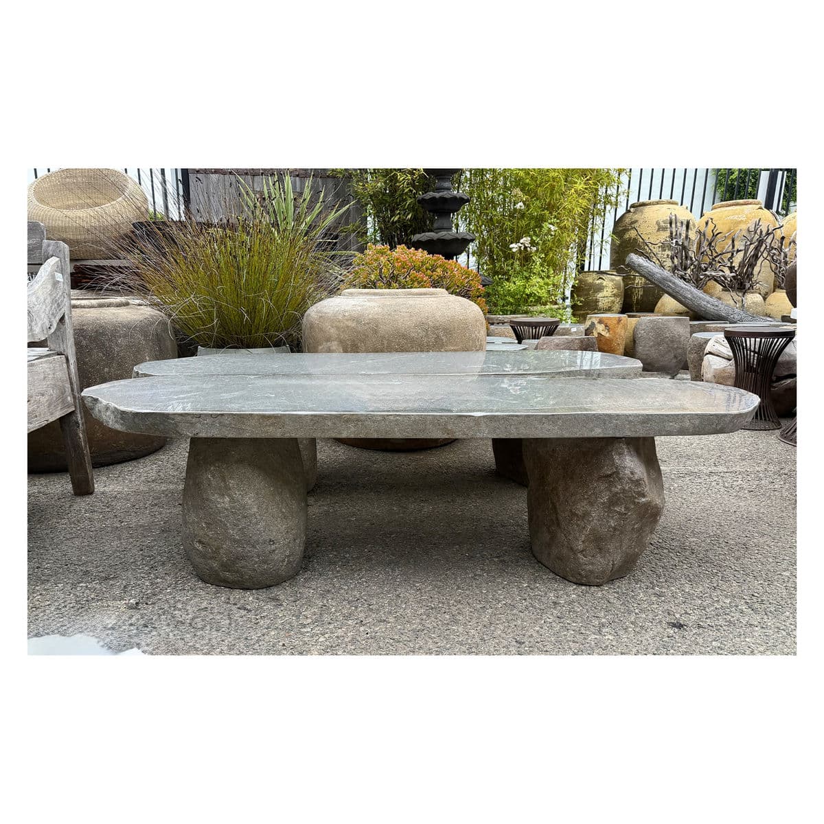 Stone Slab Boulder Coffee Table Bench - Thumbnail 8