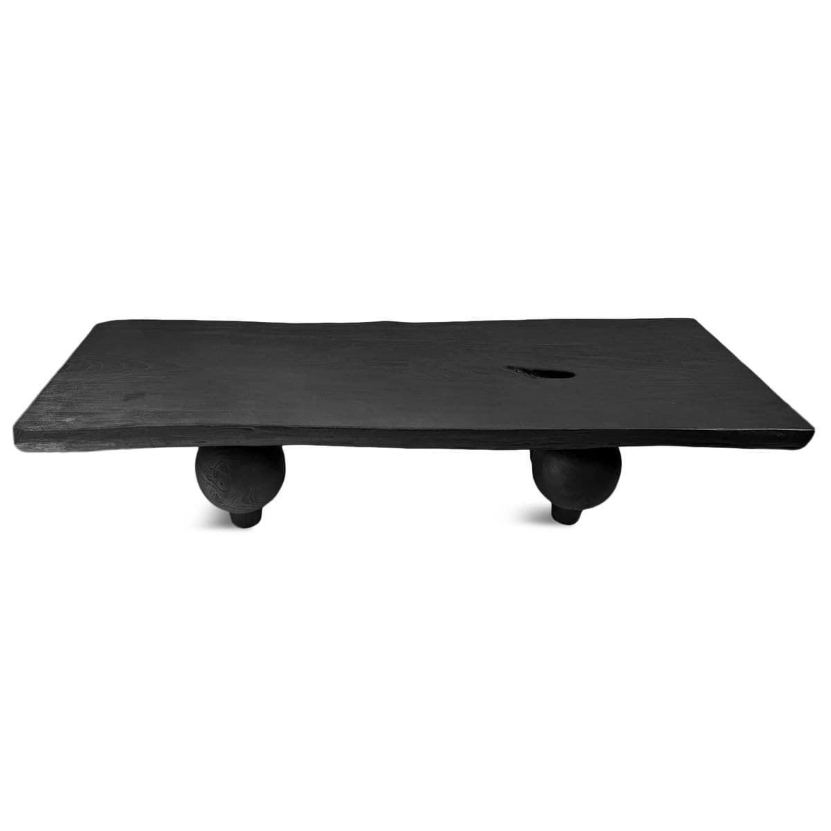 Black Slab Ball Leg Coffee Table Bench - Thumbnail 2