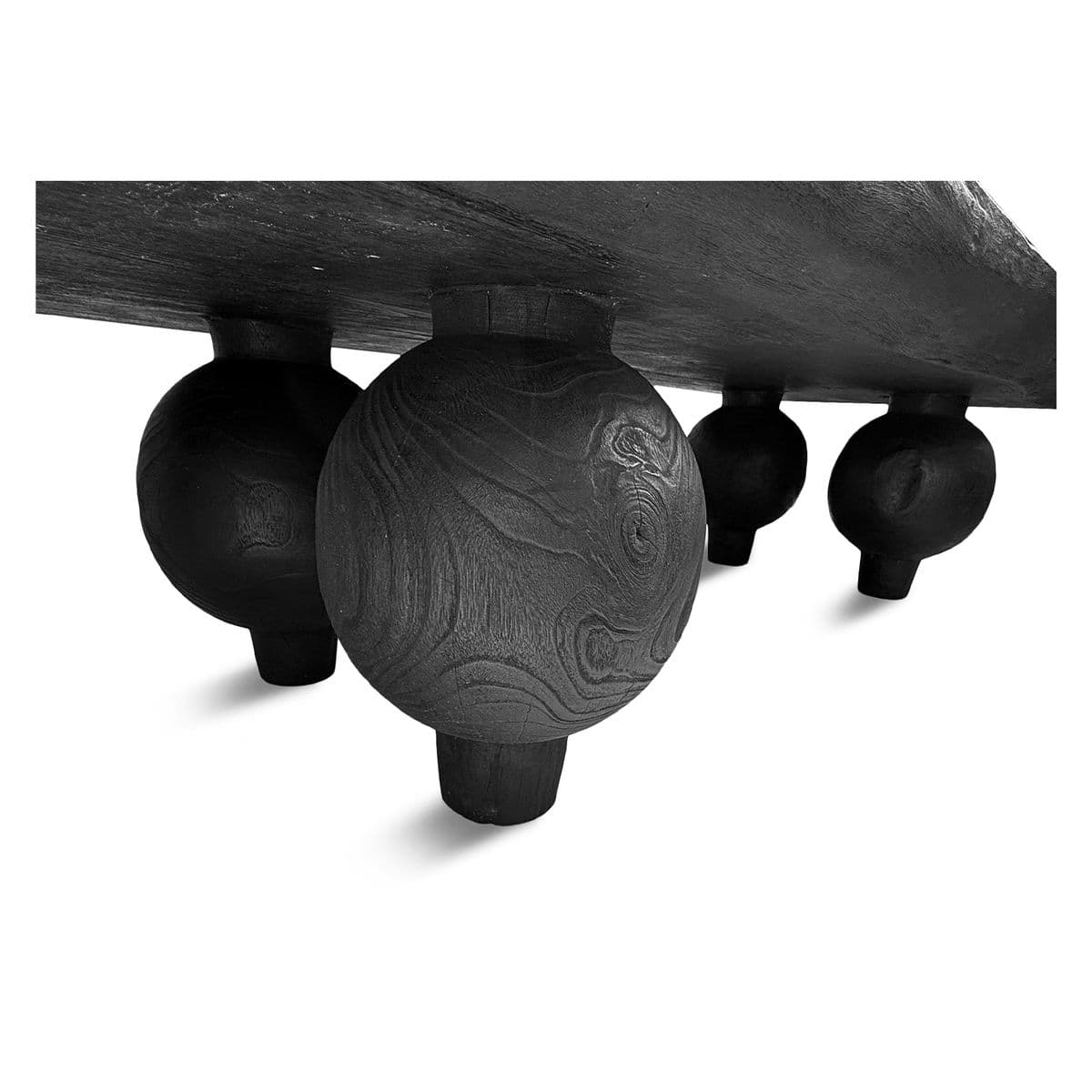 Black Slab Ball Leg Coffee Table Bench - Thumbnail 7