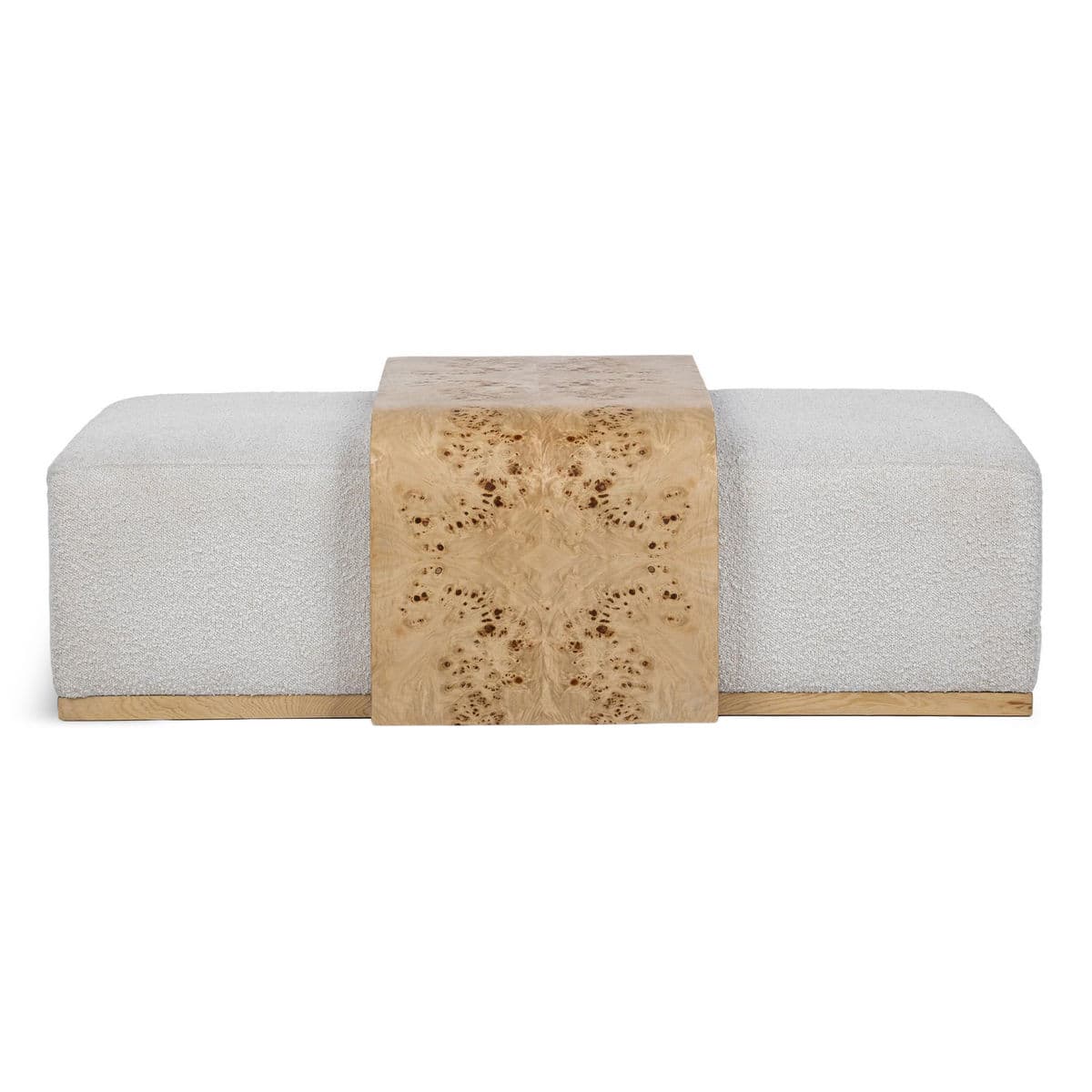 Burl Wood & Boucle Ottoman Table - Thumbnail 2