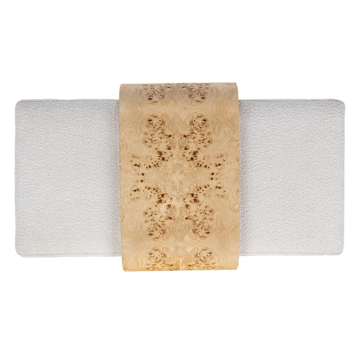 Burl Wood & Boucle Ottoman Table - Thumbnail 4