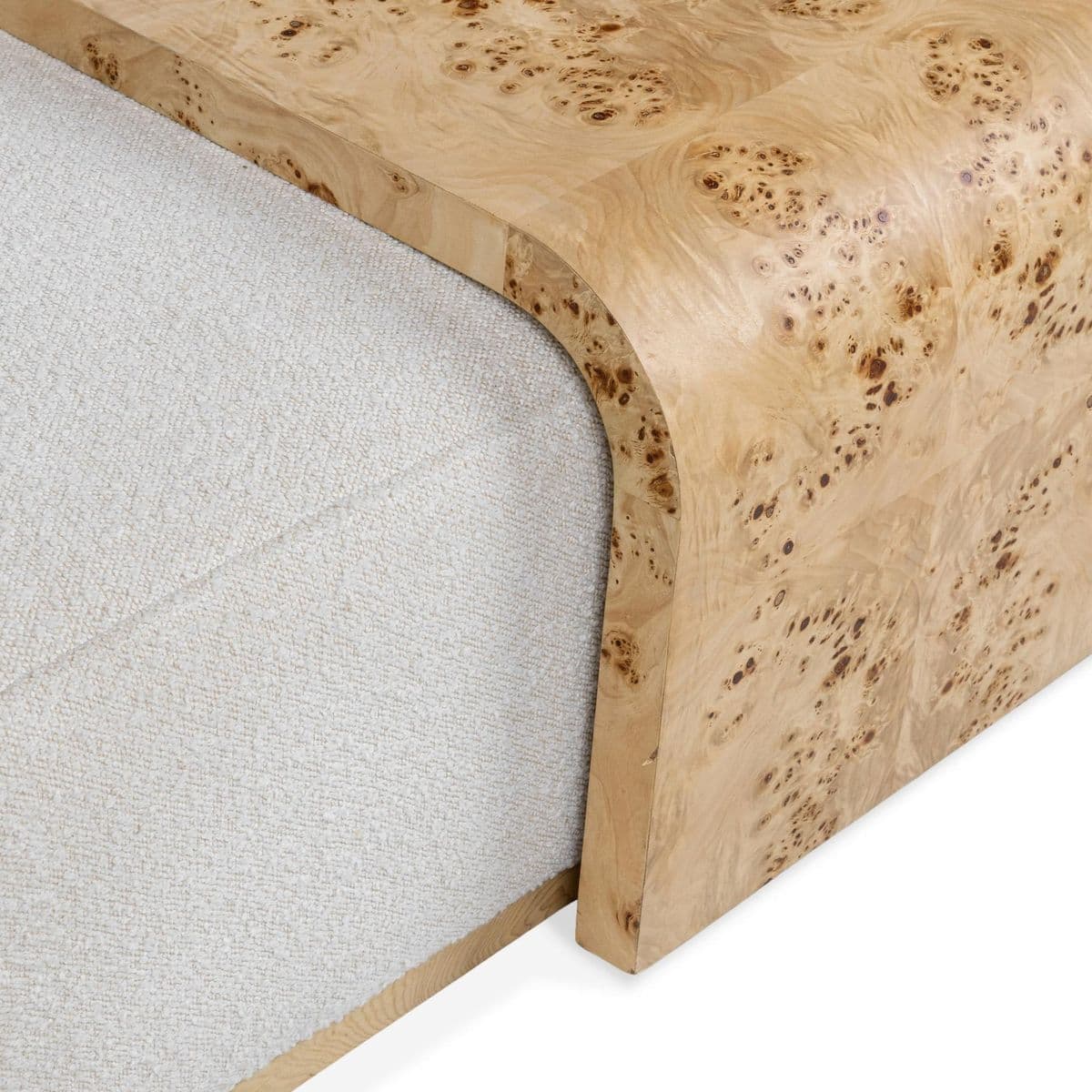 Burl Wood & Boucle Ottoman Table - Thumbnail 7