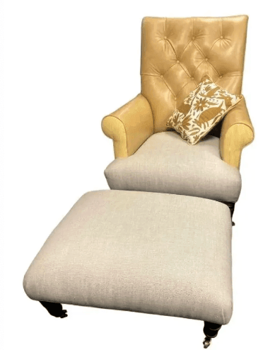 Ralph Lauren Home Vintage Chesterfield Chair and Ottoman - Image 1