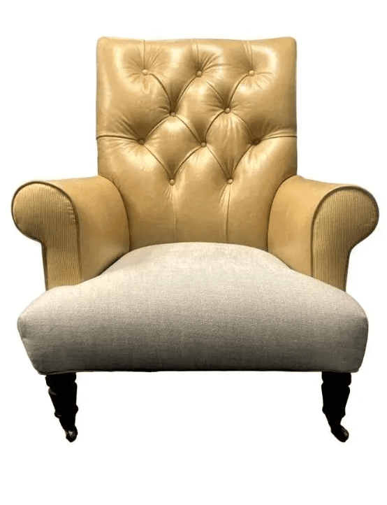 Ralph Lauren Home Vintage Chesterfield Chair and Ottoman - Thumbnail 4