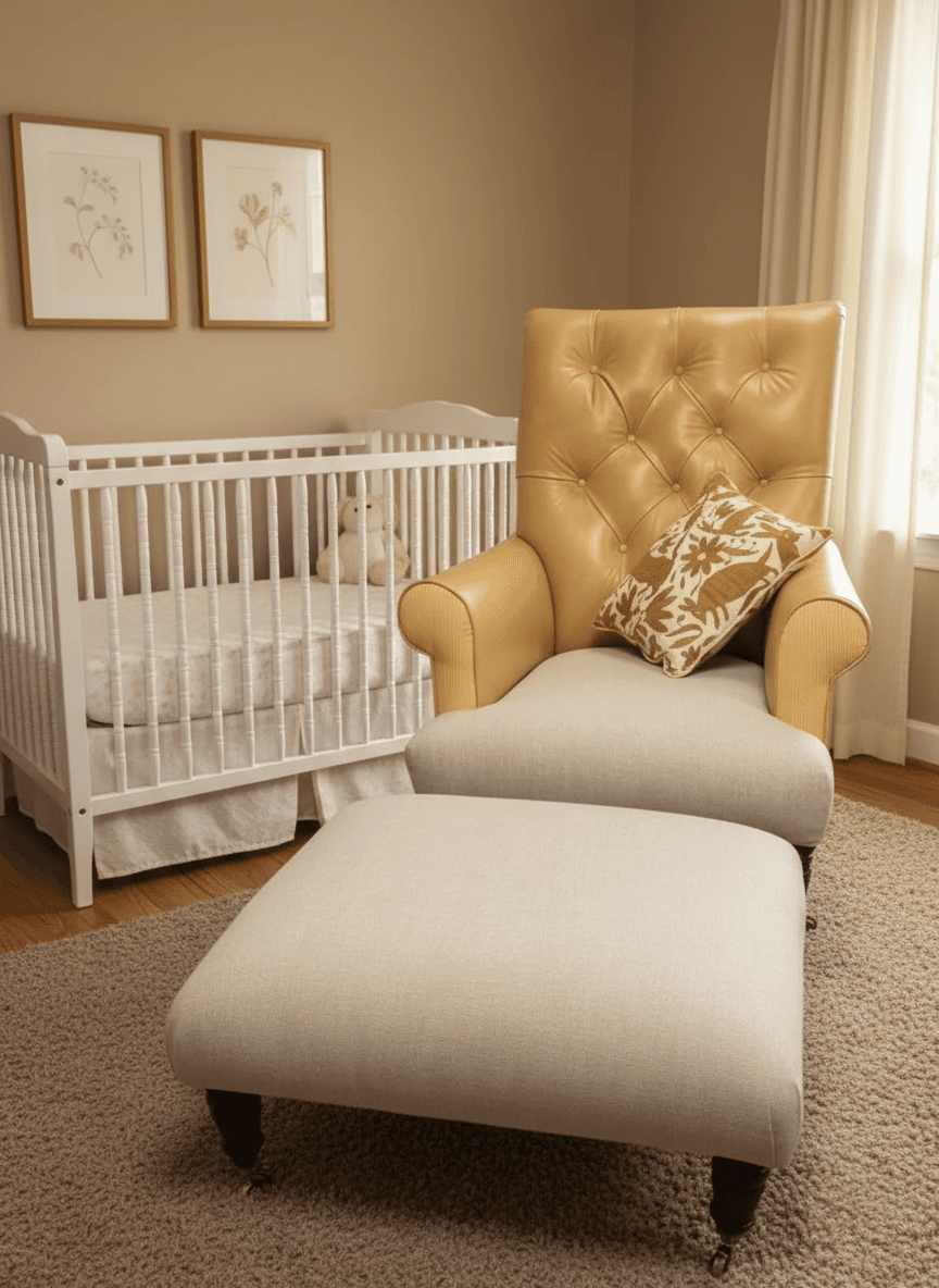 Ralph Lauren Home Vintage Chesterfield Chair and Ottoman - Thumbnail 2