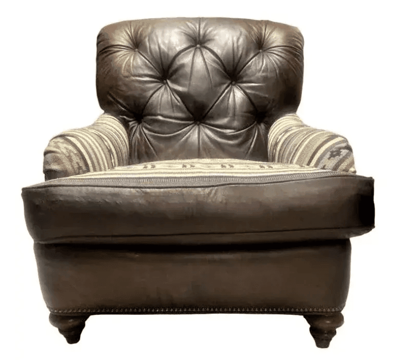 Chesterfield Leather Chair and Ottoman - Thumbnail 3