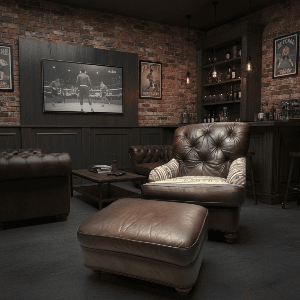 Chesterfield Leather Chair and Ottoman - Thumbnail 2