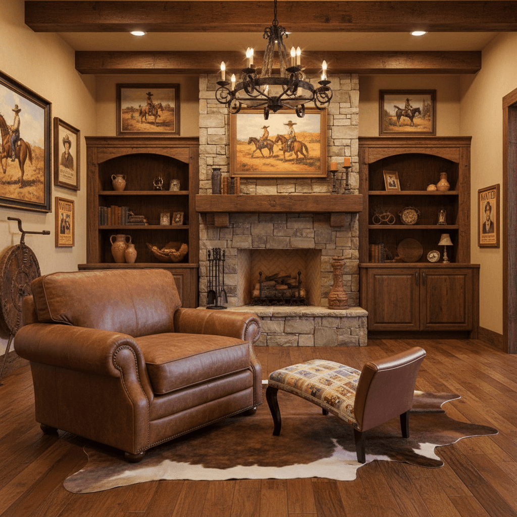 Pair of French Antique Footstools Upholstered in Mexican Lotería Fabric and Leather - Thumbnail 2