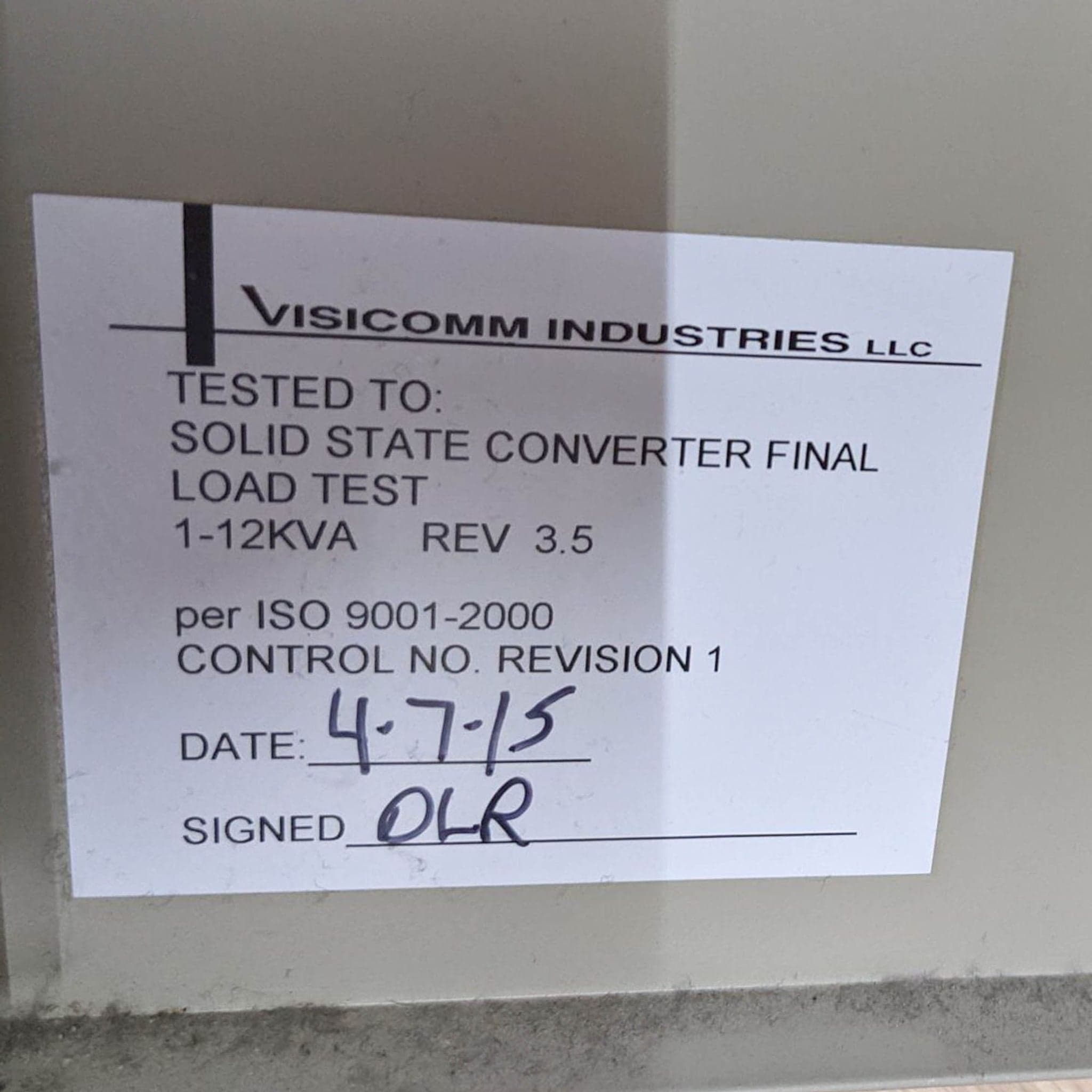 Visicomm Industries Frequency Converter Model 8KSS6050/5060 - Thumbnail 6