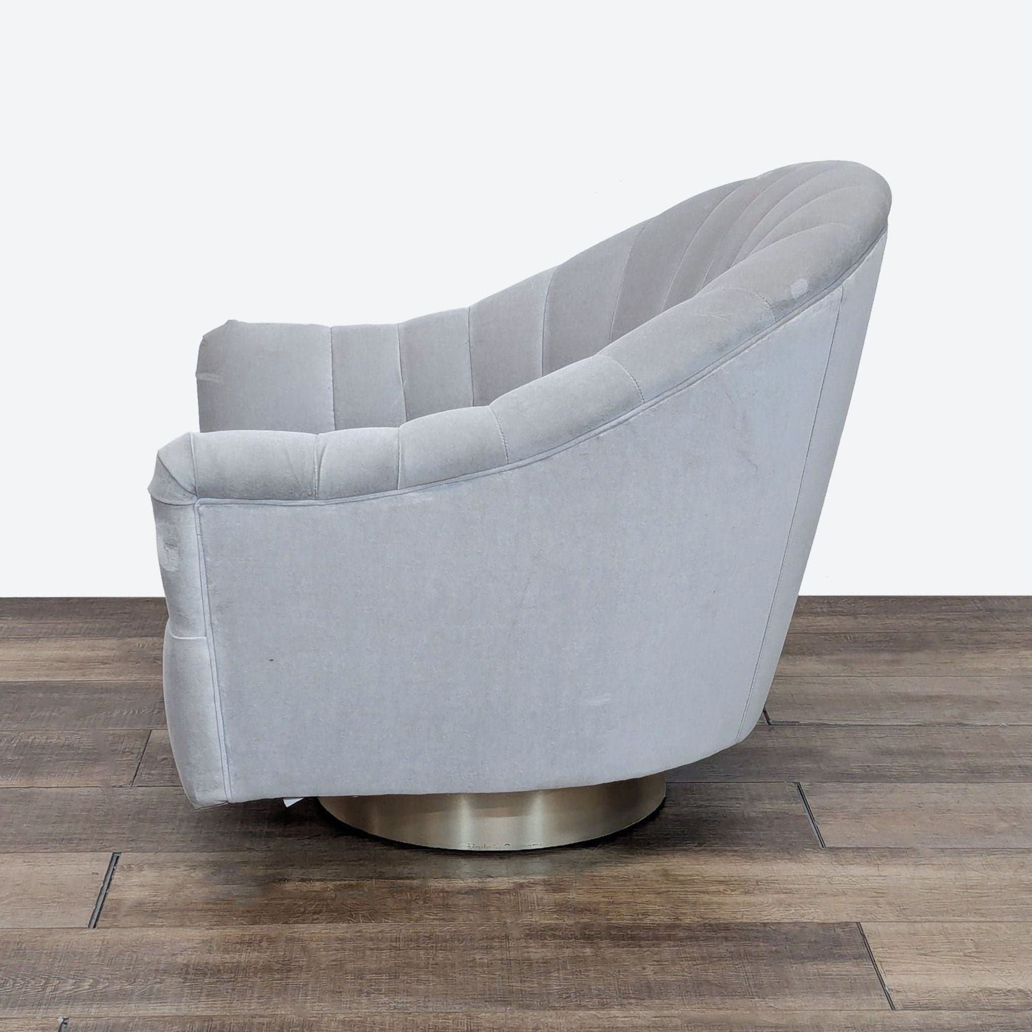 Springsteen Modern Velvet Swivel Chair by Anteriors Home - Thumbnail 3