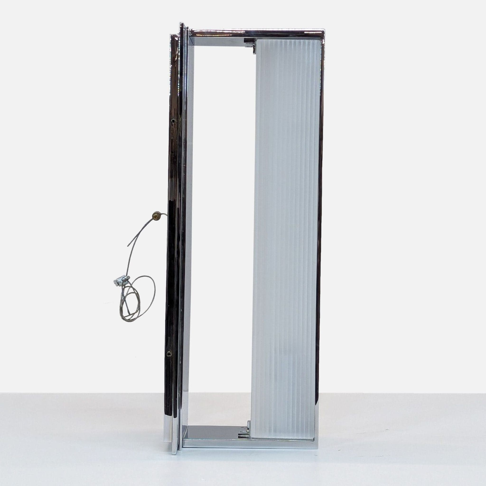 Modern Chrome Frame Wall Light with Ribbed Glass - Image 1