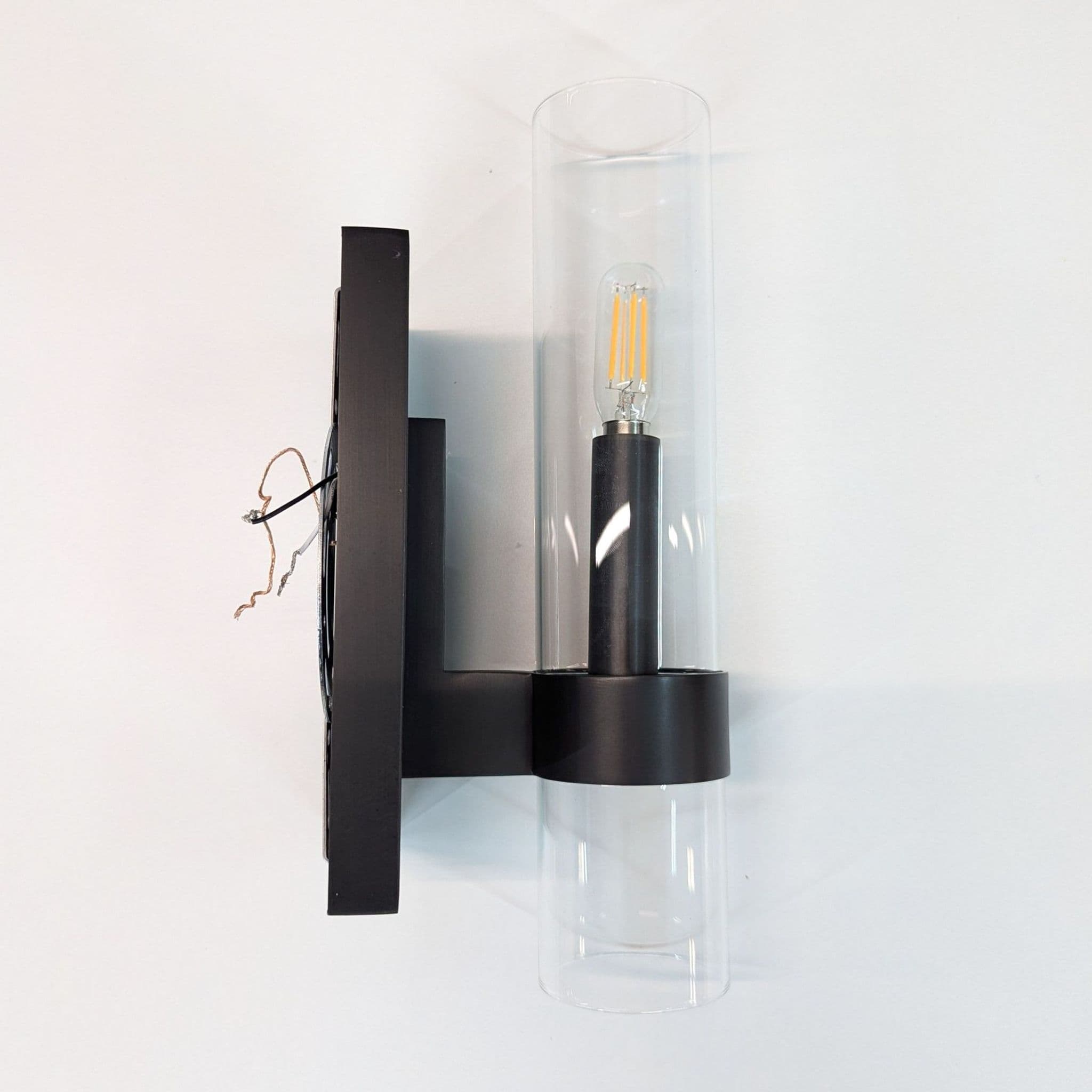 Sleek Modern Wall Sconce with Clear Glass Cylindrical Shade - Thumbnail 2