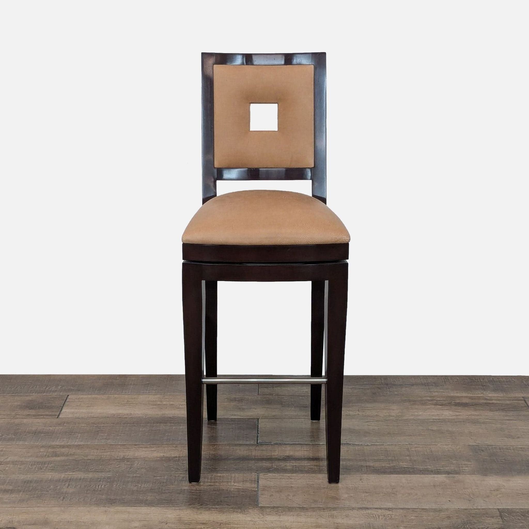 Berman Rosetti Grid Swivel Leather Bar Stool - Image 1