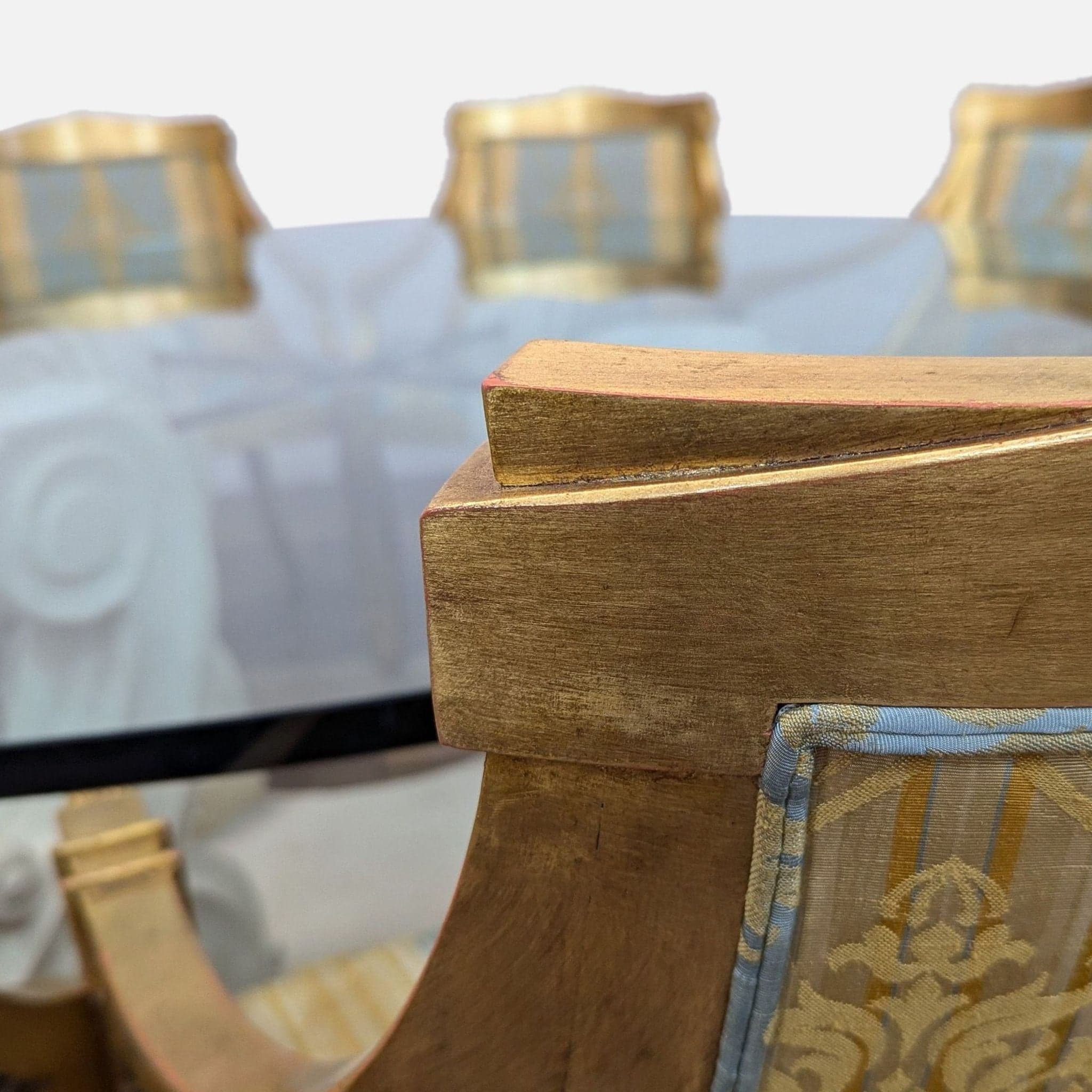 Vintage Glass and Stone Dining Table with 8 Chairs - Thumbnail 3