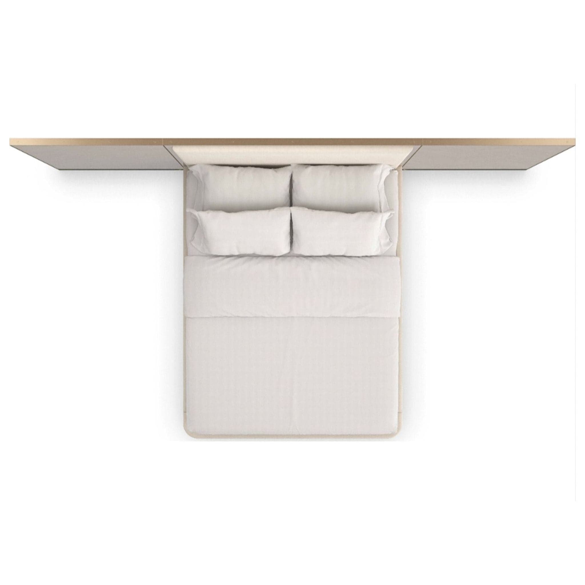 Caracole Classic Anthology Dry Martini White Beech Wood Upholstered Queen Platform Bed with Wings - Thumbnail 3