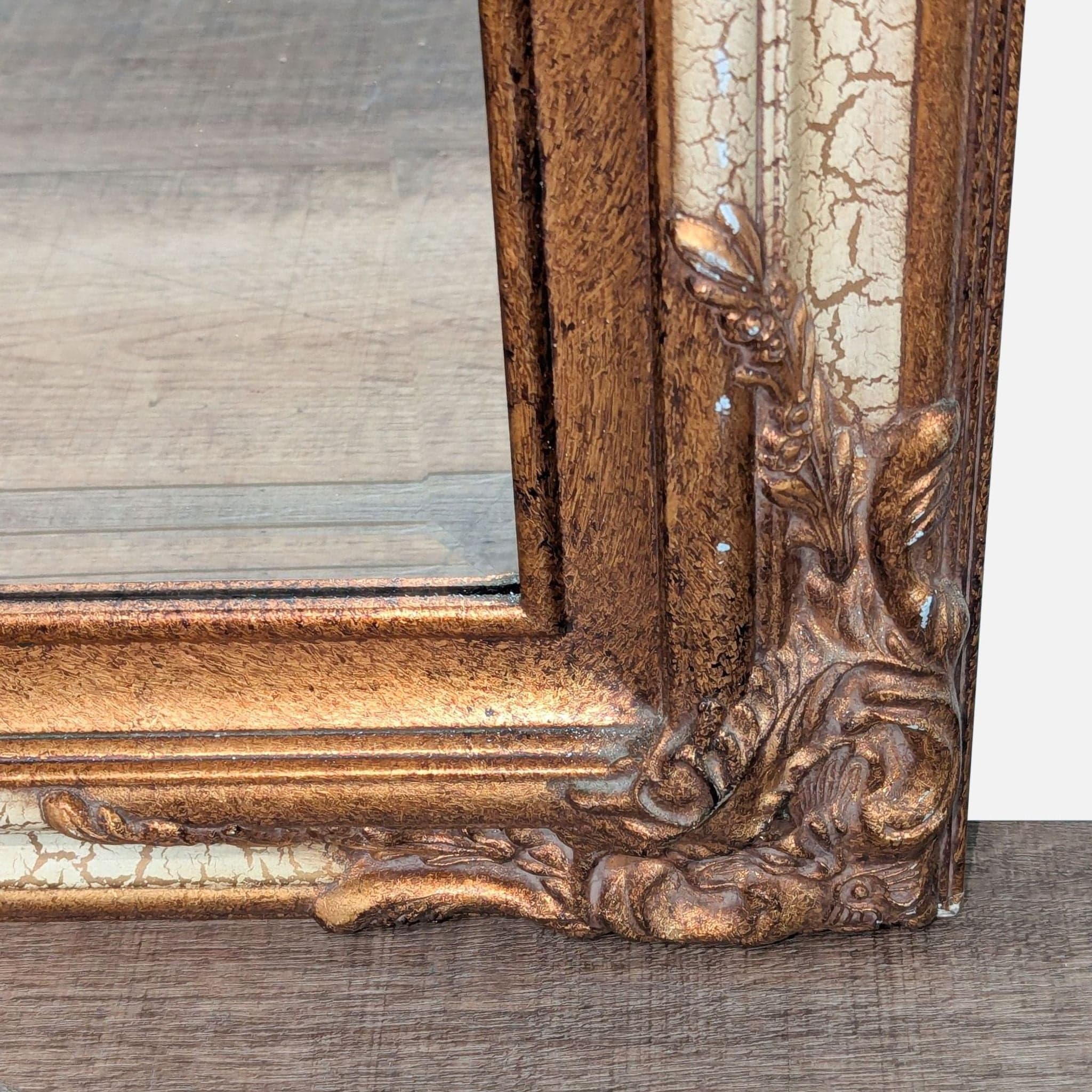 Antiqued Gold and Cream Wall Mirror - Thumbnail 3